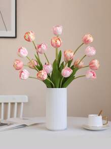 1pc Tulip Artificial Flowers, Real Touch Flower Pink Fake Flowers, Fake Tulip Flower Arrangement Bouquet Suitable For Home Office Wedding Decoration Artificial Plant Decoration