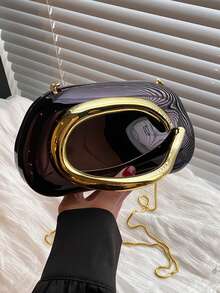 1pc Minimalist Casual Retro Elegant Handbag, Chain Shoulder Crossbody Bag For Party, Sophisticated Compact Purse