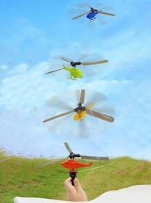 1/2/4/6/8/10/16/20 Sets Random Color Outdoor Pull Line Helicopter Toy Plane, Fly Small Plane, Teenager's Outdoor Games Sports Toys, Handle Pull Helicopter, New Year/Halloween/Christmas/ Birthday Gifts , Plastic Toy, Party Small Gift, Stress Relief Toy, Decompression Toy, Indoor/Outdoor Activity