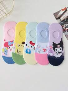 Sanrio 5 Pairs Of Random Sanrio Hello Kitty Culomi Socks Casual And Versatile For Everyday Wear Youth Socks Low Vamp Summer Short Tube Socks No Show Socks