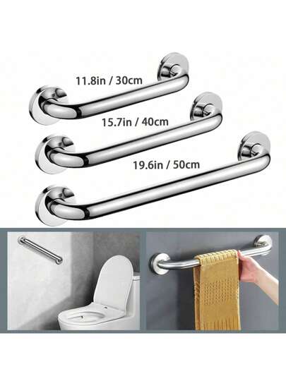 1 pieza Barra de agarre de acero inoxidable de 11.8in/19.6in, accesorio de seguridad para el baño, discapacitados, soporte de ducha y bañera