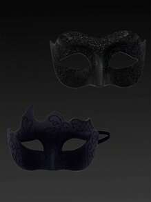 2pcs Masquerade Masks For Couples,A Little Beauty's Painted Mask & Men Venetian Mask For Mardi Gras