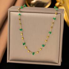 1 set de conjunto de joyería de mujer de acero inoxidable con collar y pulsera, collar de cadena delicado para la clavícula