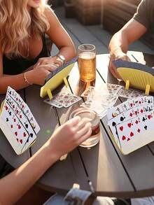 4 Packs Plastic Card Holders For Poker, Cards, Family Game Night, Poker Party - Durable Adult Card Holders - Yellow - Yellow - View 6