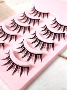 1 Caja (5 Pares) de Pestañas Negras de Diablo, Estilo Japonés Anime Acogedor Pestañas Gruesas y Bonitas para Chicas, De Aspecto Natural, Hechas a Mano, Tira Completa para Cosplay