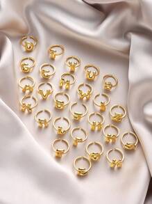 1pc Fashionable Gold 26 Letter A-Z Copper Gold Plated Retro Coin Style Adjustable Ring, Suitable For Women Daily, Beach, Party, Holiday Wear, Gift For Couple And Friends