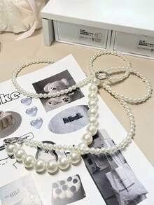 Pearl Phone Lanyard Strap Set | Detachable Long & Short Combo Compatible With IPhone & Android | Stylish Mobile Strap For Travel, Daily Wear & Outfit Matching - Pearl Lanyard Set - View 6