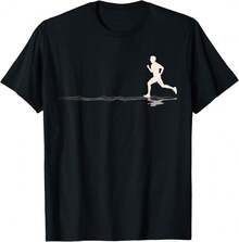 Camiseta con gráfico de silueta de un corredor para amantes de maratones, carreras y jogging - Negro - Ver 1