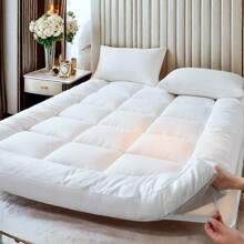 Protector de colchón de hotel blanco - Colchón ultra suave y amigable con la piel de 2.36-3.2 pulgadas de grosor, almohadilla esponjosa y transpirable para tatami, dormitorio y campamento - Diseño antideslizante de temporada todo terreno con respaldo antideslizante