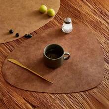 1pc Artificial Leather Placemat, Table Mat Heat-Resistant Non-Slip Washable Insulation Coffee Mat, Kitchen Placemat Nordic Style Coffee Mat