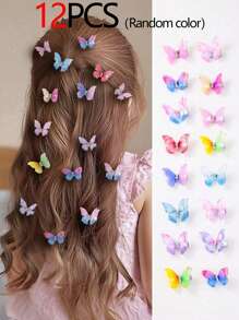 24/18/12/6 buc agrafe de păr cu stras fluture din organza cu gradient de culoare aleatorie pentru femei, accesorii de păr drăguțe pentru prințesă, agrafe cu gheare, agrafe de păr, chestii școlare