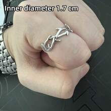 1 pièce Bague de couronne d'épines de Jésus pour hommes, en acier inoxydable gothique, bague pour le petit doigt vintage, bague réglable cool pour hommes, ensemble de bagues gothiques punks ouvertes