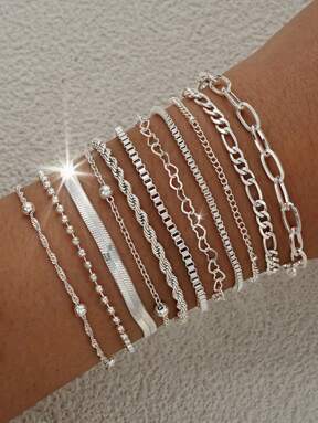 Set de 11 piezas/5 piezas de pulseras minimalistas elegantes con cuentas en forma de corazón y cadena de serpiente, regalo exclusivo para fiesta de verano/cita, combina con diario, joyería para novia/amiga