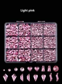 12pcs/Set Mixed Flat Nail Art Rhinestones Decor, Nail Jewels For DIY Nail Jewelry, Phone Case, Cup, Hair Accessories, Face Gems