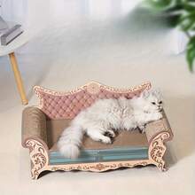 Luxury L-Shaped Cat Scratcher & Sofa Bed - Durable, Non-Shedding Cardboard With Unique Round Design For Large Cats, Pet Relaxation Spot | Luxury Cat Sofa | Plush Cat Bed - Watermelon Pink - View 4