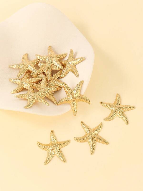 13 piezas de accesorios de cobre con relieve de estrellas de mar de un solo orificio, para pendientes, collares y pulseras DIY
