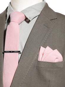 Set de 3 piezas para hombre que incluye corbata de unicolor de alta densidad de 1200 agujas con tacto suave y aterciopelado, pañuelo de bolsillo y clip para corbata / Set de pajarita, pañuelo de bolsillo y clip para corbata, adecuado para negocios, banquetes, fiestas, uso casual, versátil, verde menta/marrón/verde oscuro/rosa, corbata ancha verde