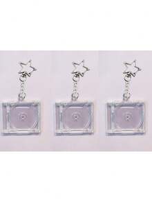 Acrylic Keychain, Vinyl Record Box, Celebrity Album, Concert Merchandise, DIY Pendant, DIY NFC Record Keychain, Star-Shaped Clasp, Alloy Spring Clasp, Bag Pendant, Earphone Pendant, Mini CD Box Album Record Keychain, DIY Acrylic Keychain, Fan Merchandise Album Mini Pendant, Birthday Party Gift, Mother's Day Gift, Fan Merchandise Gift - Clear - View 16