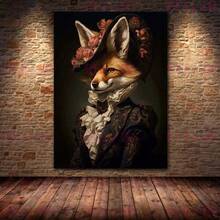 1pc Wall Arts Posters Animals Victorian Vintage Animal Portrait Art Poster And Print Home Decor Black Cat Lion Rabbit Raven Wall Art Canvas Painting Optional Frame Animals