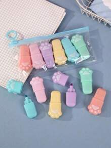 6pcs/Set Cute Highlighter Pen Mini Fluorescent Pen Student Drawing Watercolor Pen Set