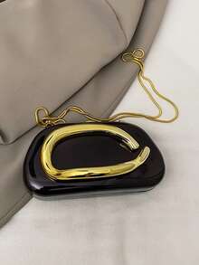 1pc Minimalist Casual Retro Elegant Handbag, Chain Shoulder Crossbody Bag For Party, Sophisticated Compact Purse