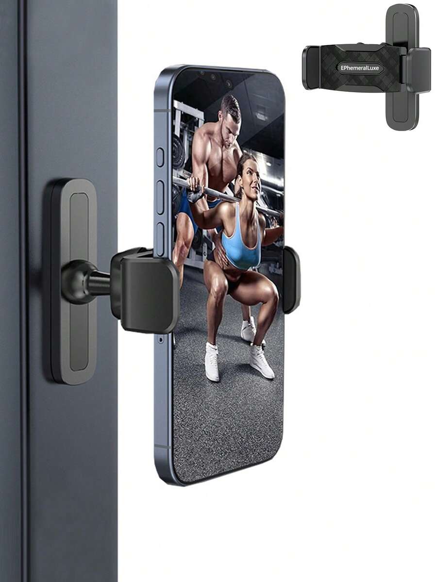 Gym Magnetic Phone Mount, 360 Degree Adjustable Magnetic Phone Holder For Gym Attach To Metal Surface, Fitness Equipment Accessories For Home Gym - Black - View 1