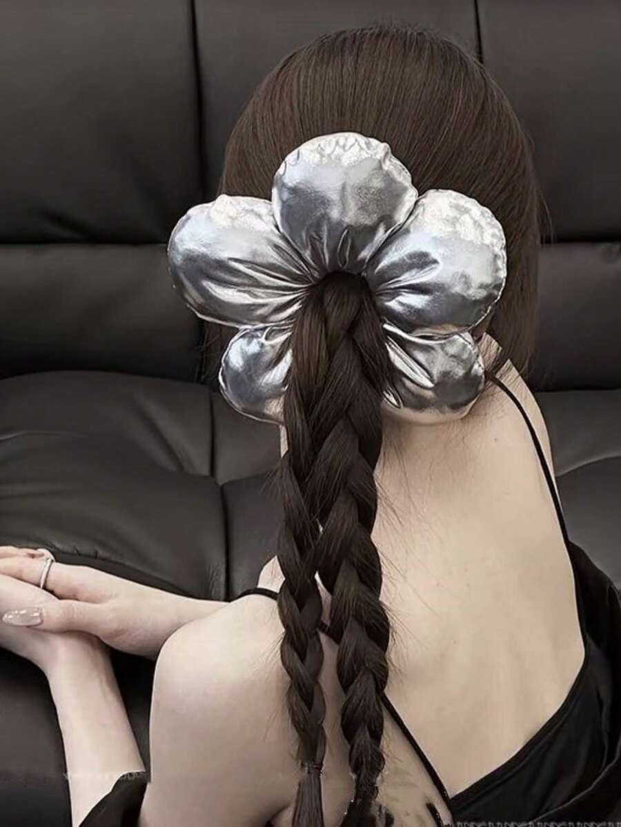 1 chiếc dây buộc tóc bằng mút xốp 3D cỡ lớn in hình hoa trà màu trơn, dây buộc tóc tròn thanh lịch cho bé gái, phụ kiện tóc xếp ly bồng bềnh trang nhã cho tóc đuôi ngựa, dây buộc tóc bằng sợi polyester, dây chun buộc tóc, phụ kiện tóc, dây chun giữ tóc, dây chun buộc tóc, phụ kiện đội đầu.