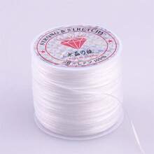 40m 0.8mm Elastic Cord For DIY Beading, Stretchy String For Bracelets, Crystal Threads - White - View 11