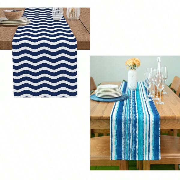 Indoor And Outdoor Desktops Are Suitable For Spring And Summer Decoration, Picnic And Dinner Parties, Crayon Art (Ocean Waves)