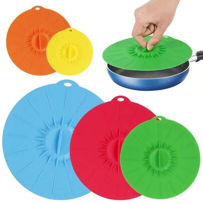 5 piezas de tapas de silicona extensibles, cubierta antisalpicaduras para microondas, 5 tamaños, reutilizables, cubiertas de sellado a prueba de calor para tazas, boles, platos, ollas, sartenes, sartenes, estufas, hornos, regalo del Día de la Madre