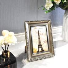 1pc Retro Style Picture Frames For Wall And Table,White Golden Silvery Dark Gray Rose Color,Suitable For 3.5x5in/4x6in/5x7in/6x8in/8x10in/A4 Photo Paper Exquisite Room Decor And Beautiful Wall Decor,Suitable For Various Indoor Scenes Such As Bedrooms, Offices, Restaurants, Corridors, Etc.,As A Gift For Mother's Day, Father's Day, Halloween, Christmas, New Year. Without Cardboard And Photo Paper
