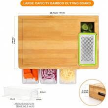 Chopping Board With Containers, Large Bamboo Cutting Board With Anti Slip Pads - Wood Color - View 5