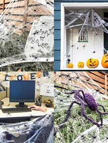 1/3/5/10 Buah Dekorasi Halloween Jaring Laba-laba Buatan Jaring Laba-laba Super Elastis dengan Laba-laba Palsu Dekorasi Adegan Pesta Menakutkan Properti Rumah Horor - MultiWarna - View 10