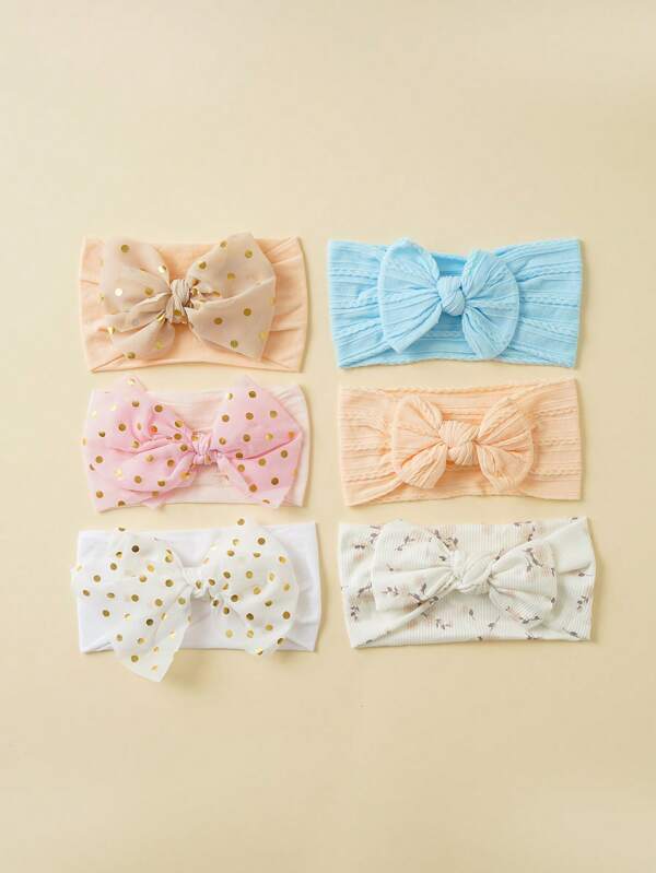 6pcs Baby Headbands, Fashionable Flower & Bowknot Design, Lightweight & Cute, Suitable For Outdoor & Daily Use, Easter