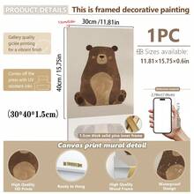 Cute Bear 1 Or 3 Nursery Wall Art Set: 3 PiecesForest Theme Nursery Decor With Hand Painted Brown Bears And Blush - Unisex Scandinavian Nursery Prints - Multicolor - View 11