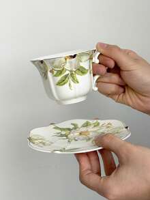 European Style Cup And Saucer Set With Vintage Golden Design, Luxury English Tea Cup & Saucer Sets For Afternoon Tea, Ceramic Tea Set For Palace, Housewarming, Gift, Party - Multicolor - View 21