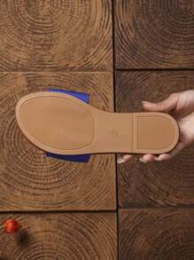 Women's Round Toe Casual Flat Slippers, Summer Open Toe Slip-On Sandals