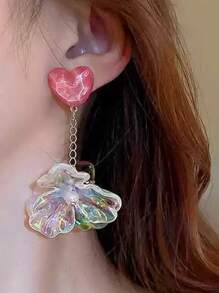 1 par de aretes de bola de flor de cristal acrílico de colores exagerados, de gran tamaño, regalo para mujer, estilo de joyería de resort de playa de verano