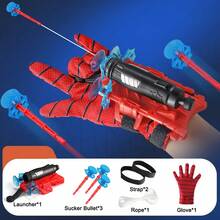 儿童蜘蛛网射击器、蜘蛛英雄腕带发射器、趣味儿童男孩派对玩具、蜘蛛手套人射击玩具、亲子互动玩具、男孩儿童角色扮演服装生日礼物 - 彩色 - 查看 3