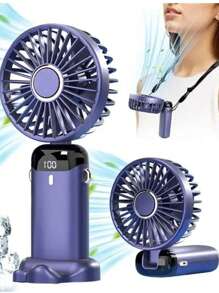2025 New Handheld Small Fan USB Portable Digital Display SilentOffice DeskStudent On Dormitory Charging Outdoor Fan,1PC Portable Handheld Fan, Battery Operated Fan With LED Display, Handheld/Neck/Desk 3 In 1 Personal Small Fan, 90° Foldable Desk Fan With Base, 5 Speed Lash Fan Makeup Fan For Women