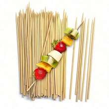 [Quantity Options] Pcs/Pack (+/- 2 Pcs) Bamboo Skewers, 15cm/20cm/25cm/30cm Lengths, Ideal For Grilling Meats, Vegetables, Outdoor Camping, Backyard BBQ Parties And Catering Events - Apricot - View 27