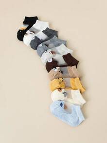 10 Pairs Unisex Baby Socks, Cute Animal Expression Breathable Thin Socks For Infants & Toddlers In Summer - Multicolor - View 2