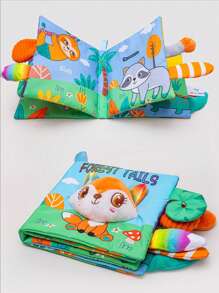 Soft Baby Book High Contrast Baby Toy, Touch And Feel Wrinkle-Free Cloth Book Baby Toy, 3D Animals, Made Of Fabric, Bright Colors, Christmas Stocking Filler Gift For Newborn Boys And Girls 0-6-12 Months