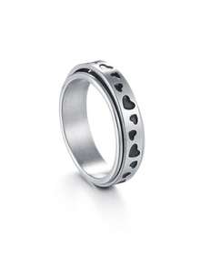 1pc Stainless Steel Heart & Moon Rotatable Ring - Multicolor - View 15