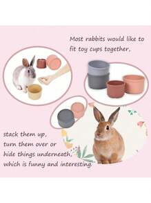 8-Piece Stacking Cups Toy For Rabbits And Hamsters, Mixed Color Plastic Nesting Cups, Cognitive And Sensory Stacking Cups Set, Rabbit Snack Cup, Hamster Toy, Intelligence Toy, Rabbit Snack Cup, Playing Intelligence Toy