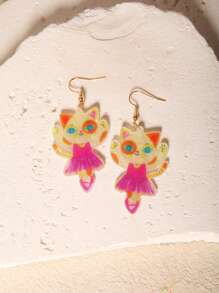 Funny Cute Statement Dancing Cat Drop Dangle Earrings For Women, Girls, Summer, Winter, Vacation, Holiday, Beach Party, Gift For Her, Couple Gift