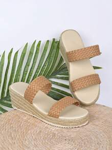 Women's Vacation Platform Sandals Single Strap Bottom Wedge Wide Fit Sandals