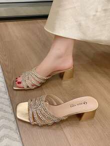 Fashionable Women High Heels Sandals, Simple And Practical Multipurpose - Champagne - View 3