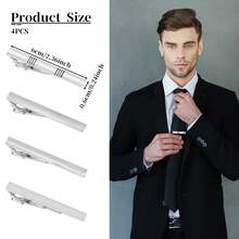 男士领带夹四件套，适用于普通窄领带 - 彩色 - 查看 6