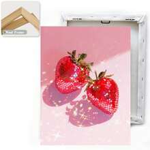 1/3 piezas Obra de arte de fresas, arte de pared de estilo moderno, fondo rosa con fresas rojas, obra de arte en lienzo de frutas dulces y jugosas, regalo ideal para decoración de cocina, comedor, dormitorio, oficina, sala de estar, hogar y dormitorio, sin marco / enmarcado - Multicolor - Ver 14